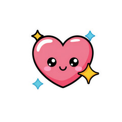 Fototapeta premium Glossy Pink Heart Sticker with Sparkling Stars