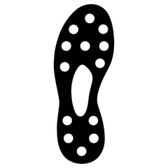 Soccer cleats bottom icon with transparent background — representing sports footwear, soccer, or athletic equipment.
