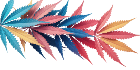 Dreamy Gradient Cannabis Leaves in Diagonal Flow