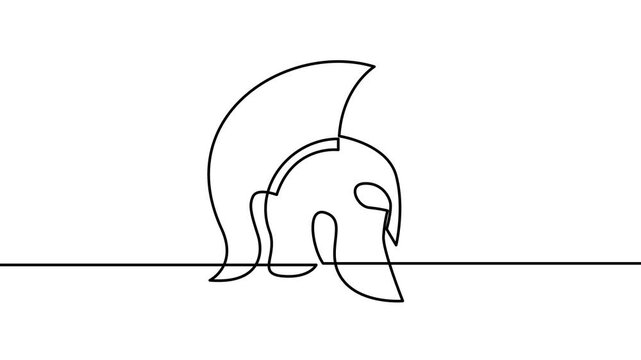 Spartan Helmet One Line Drawing Animation