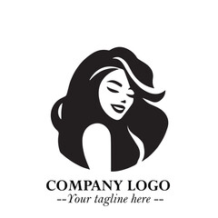 Beautiful Woman Logo Symbol in Black on White Background with Elegant Minimal and Modern Design