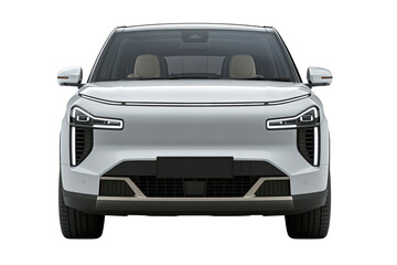 Naklejka premium Modern white luxury SUV with aggressive grille design