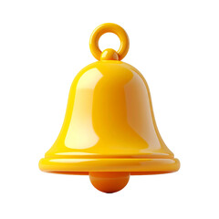 Shiny yellow bell isolated background, symbolizing notifications, alerts, reminders, or school, with bright reflective surface and minimalist design on light backdrop.
