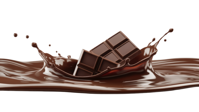 Dramatic close-up of dark chocolate splashes