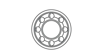 Ball Bearing Illustration: Circular Metal Component with Spherical Rolling Elements. © Rizal
