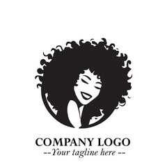 Beautiful Woman Logo Symbol in Black on White Background with Elegant Minimal and Modern Design