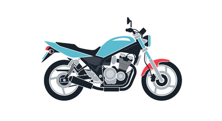 Obraz premium A stylish blue and red standard street motorcycle shown in a side profile vector illustration.