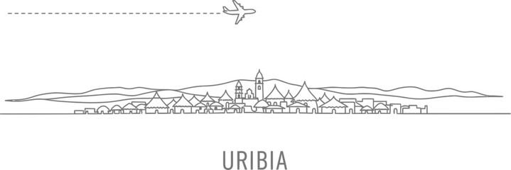 Obraz premium Uribia Colombia Airplane Travel Skyline Icon