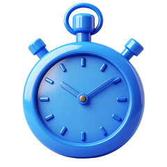 Blue stopwatch timer isolated background, symbolizing time management, precision, efficiency, and countdown in a modern, minimalistic style on white.