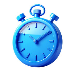 Blue stopwatch timing device isolated, minimalist style, concept of time management, sports, precision, countdown, and punctuality.