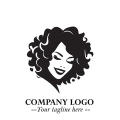 Beautiful Woman Logo Symbol in Black on White Background with Elegant Minimal and Modern Design