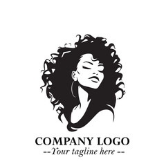 Beautiful Woman Logo Symbol in Black on White Background with Elegant Minimal and Modern Design