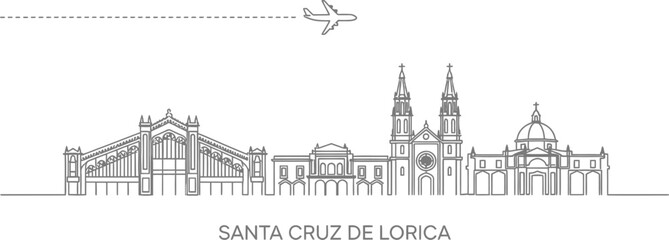 Fototapeta premium Santa Cruz de Lorica Skyline Airplane Travel Icon