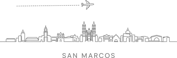 Fototapeta premium San Marcos Skyline with Airplane Travel