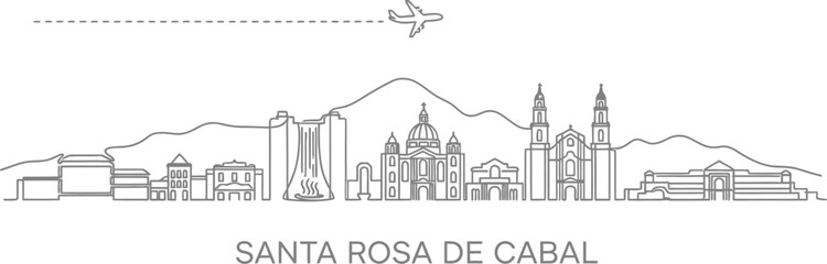 Fototapeta premium Santa Rosa de Cabal Skyline with Airplane and Mountains