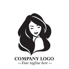 Beautiful Woman Logo Symbol in Black on White Background with Elegant Minimal and Modern Design