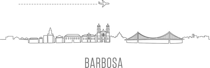 Barbosa City Skyline with Airplane Icon