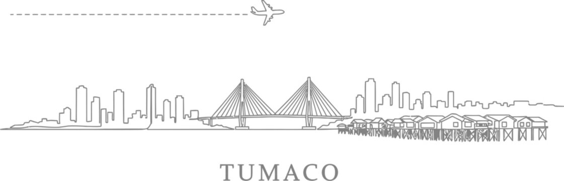 Tumaco Skyline with Airplane and Stilt Houses