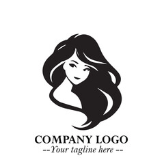 Beautiful Woman Logo Symbol in Black on White Background with Elegant Minimal and Modern Design