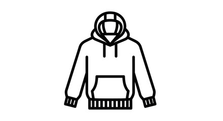 Line Art Icon of a Casual Hooded Sweatshirt with Front Pouch Pocket. © Rizal