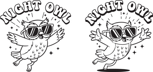 vector art night owl typography T-shirt design