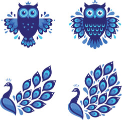 set of blue birds