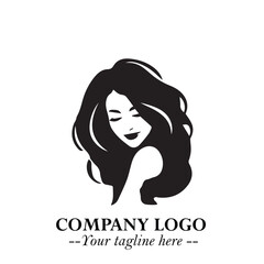 Beautiful Woman Logo Symbol in Black on White Background with Elegant Minimal and Modern Design