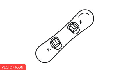 Simple Line Art Icon of a Snowboard with Bindings.