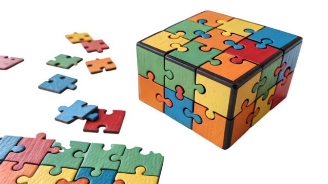 Problem Solving Puzzle Cube Colorful Jigsaw Pieces Logic  Business Concept