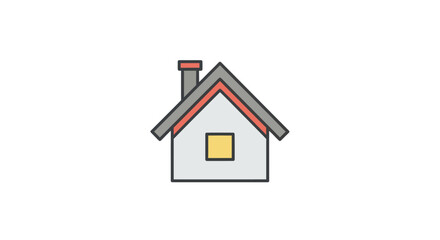 Simple Cartoon House with Chimney and Square Window.