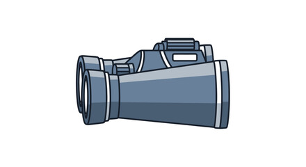 A detailed illustration of a modern gray binocular with white accents.