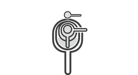 Simple Black and White Table Tennis Racket Icon.