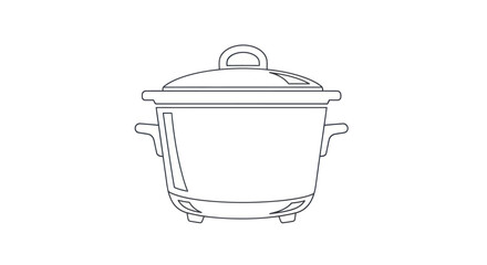 Simple Line Drawing of a Covered Slow Cooker Appliance.