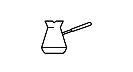 Black outline Turkish coffee pot icon traditional cezve for brewing hot beverage.