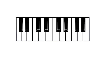 Fototapeta premium Black and White Piano Keyboard Isolated on White Background.