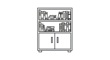 Simple Black and White Bookshelf Filled with Books.
