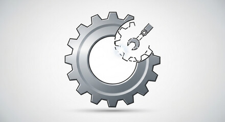 Gear with wrench, symbolizing mechanical repair