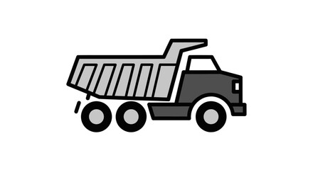 Stylized Gray Dump Truck Icon for Construction and Transport.