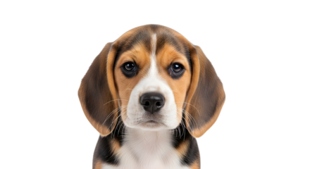 Adorable Beagle Puppy Face Portrait Close-Up with Big Brown Eyes and Floppy Ears