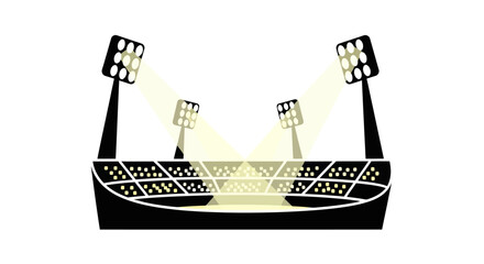 Stylized Sports Stadium with Bright Floodlights Illustration.