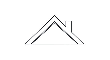 Simple Outline Drawing of a House Roof with Chimney.