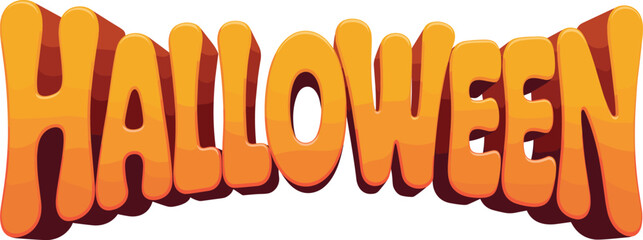 Halloween text vector illustration, orange festive typography, spooky holiday lettering design, playful seasonal font for merchandise, greeting cards, banners, and stock content