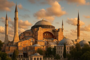 Historic architectural marvel at sunset.