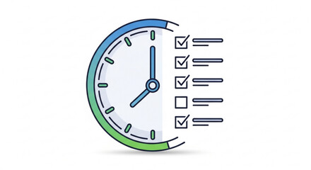 Clock with checklist showing task management