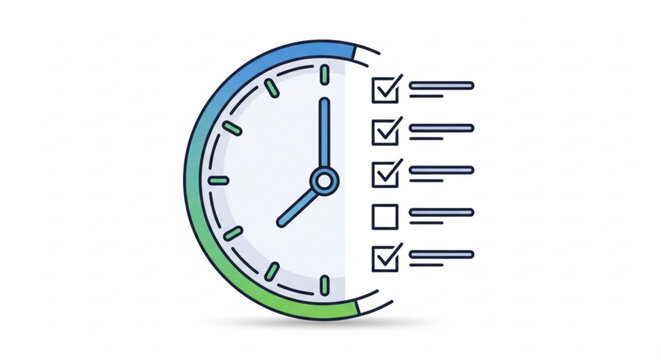 Clock with checklist showing task management