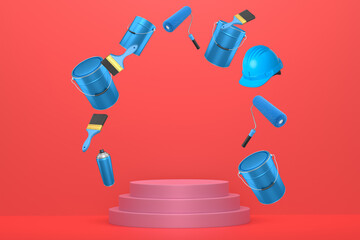 Abstract scene or podium for product showcase on monochrome background.