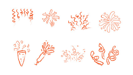 Hand drawn line art elements for celebrations and invitations