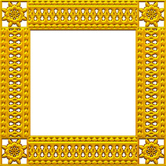 3D Elegant Ornamental Golden Frame with Floral Corners and Decorative Border