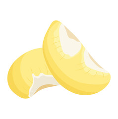 Peeled Ripe Durian Fruits Illustration Isolated on White Background