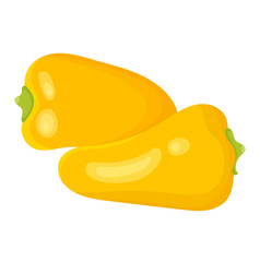 Two of Bell Pepper Vegetable Illustration Isolated on White Background